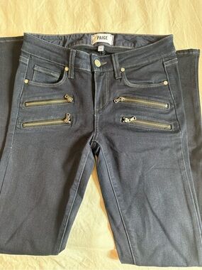 PAIGE Black Skinny Jeans with Silver Zippers